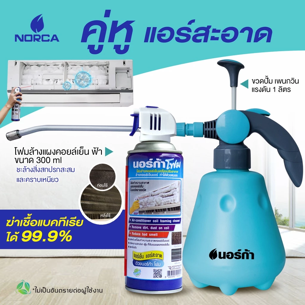 นอร์ก้าNORCAฉลองครบรอบ 17 ปีซื้อขวดฉีดน้ำแรงดันสูง ฉีดน้ำได้ ฉีดลมได้จัดให้โฟมล้างแอร์ ขนาด300ml