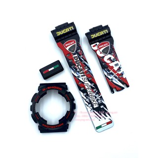 กรอบสาย G-SHOCK แท้ สีดำด้านฟอนต์แดง สกรีนลายDUCATI ใส่รุ่น GA-100 ,GA-110 ,GA-120 ,GAX-100 ,GD-100 ,GD-120 สายนาฬิกา