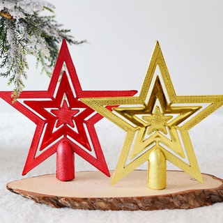 ดาวตกแต่งต้นคริสมาส ดาว 3 ชั้น ดาวประดับยอดต้นคริสมาส ต้นคริสมาส คริสมาส Christmas Tree Topper Star Decorations