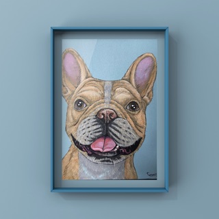 ภาพวาด French Bulldog Painting ขนาด30*40cm วาดมือค่ะ