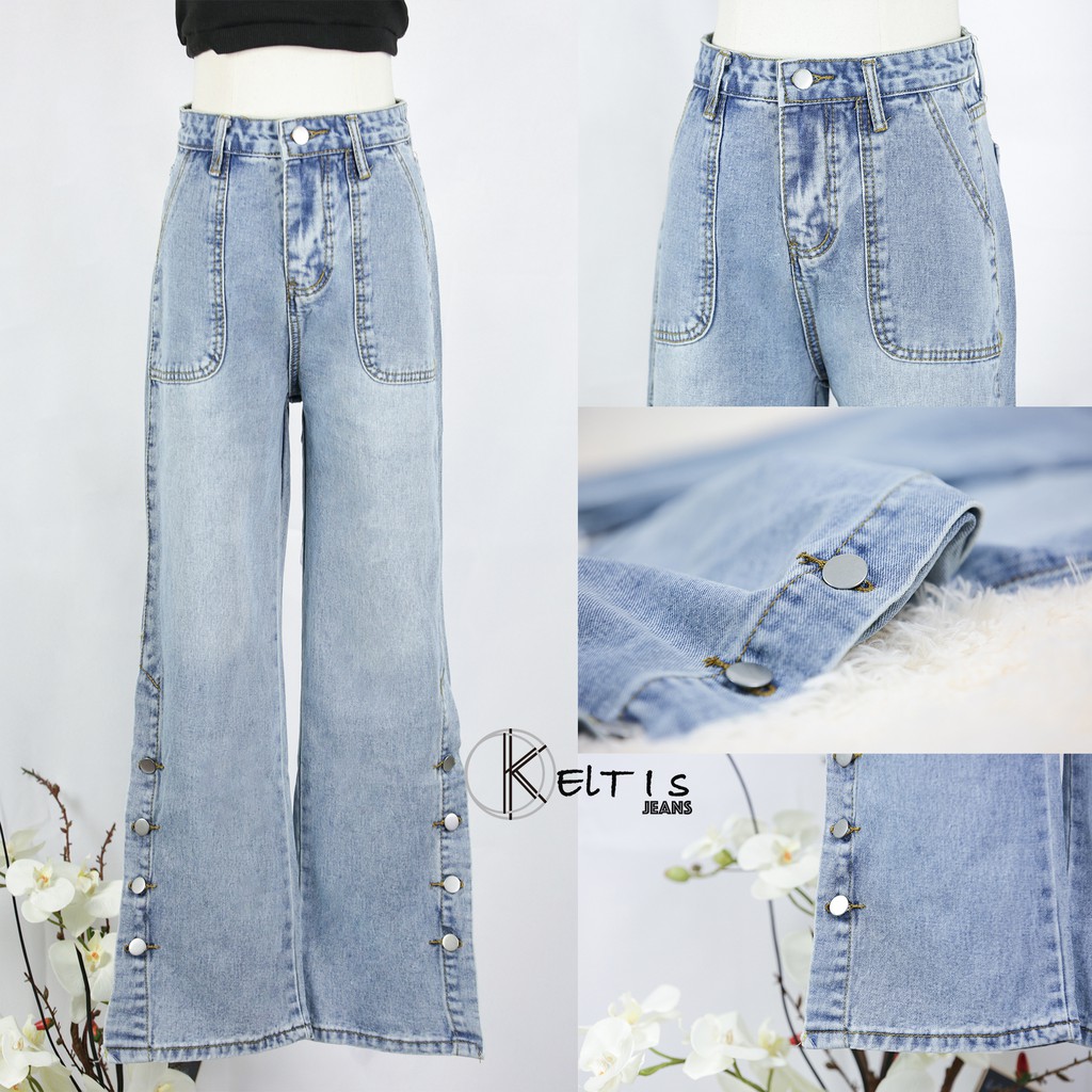 "KELTIS JEANS" -69-ยีนส์ขากว้าง / ยีนส์เอวสูง / ยีนส์เกาหลี / แนวใหม่สุดฮิต