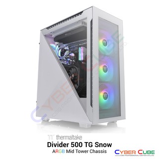 Thermaltake Divider 500 TG Snow ARGB Mid Tower Chassis - White (เคส) Case