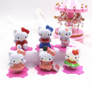 Hello Kitty เค้กการ์ตูนแมวของเล่นเด็กของขวัญวันเกิด 6 ชิ้น