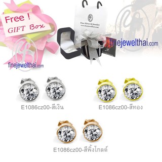 Finejewelthai ต่างหูเพชร-ต่างหูเงิน-เงินแท้925-ออกแบบพิเศษ-Silver-Diamond-Earring - E1086cz00 (สามารถเลือกสีตัวเรือนได้)