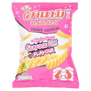 🔥*พร้อมส่ง*🔥 ฮานามิ ข้าวเกรียบกุ้ง รสซีฟู้ดผัดพริกเผา 60กรัม Hanami Shrimp Cracker Flavor Seafood Chilli Paste 60 grams