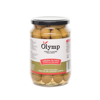 Extra promotion!! Olymp โอลิม มะกอกเขียว สอดไส้พริก ขนาด 700/720กรัม GREEN OLIVES STUFFED WITH RED PEPPER High quality อ