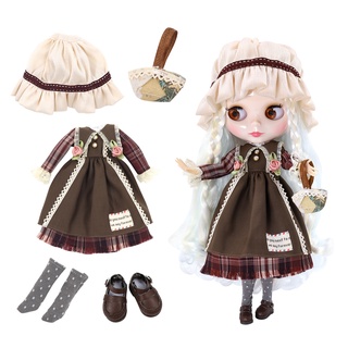 Dbs Blythe Little Ragdoll ชุดเสื้อผ้าเด็ก หมวกแม่บ้าน แนวเรโทร 19 ข้อต่อ OB24