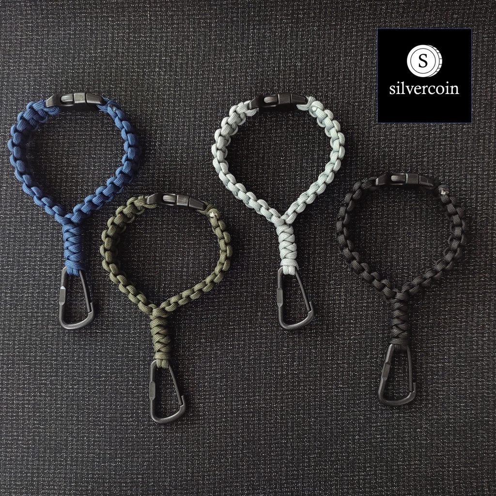 PRKC14 พวงกุญแจ เชือกถัก แบบกำไล คล้องมือ คล้องห่วง เชือกพาราคอร์ด PARACORD พวงกุญแจรถยนต์ ทนทาน แข็งแรง