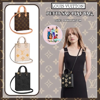 🎈หลุยส์ วิตตอง  Louis Vuitton PETIT SAC PLAT Tote/ไหล่/สะพายข้าง/100%