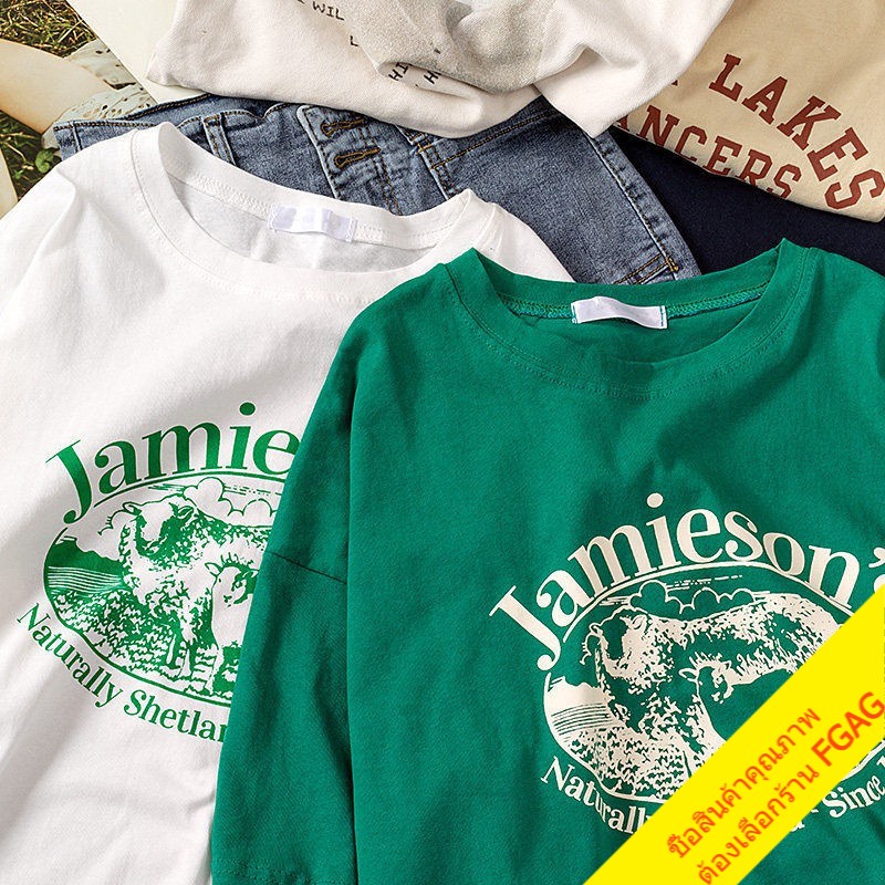 เสื้อยืดแขนสั้นทรงหลวมสไตล์เกาหลี oversize เสื้อผ้าแฟชั่นวัยรุ่นน่ารัก เสื้อโอเวอร์ไซส์ผู้หญิง คู่รัก ลายการ์ตูน