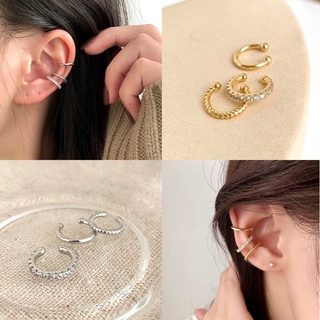 Ringring_acc | Diamond Ear Cuff  ต่างหูหนีบเพชร ต่างหูหนีบเงินแท้ เซต 3 ชิ้น พร้อมส่ง