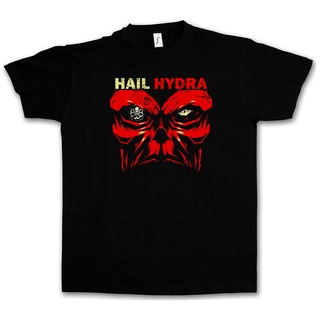 ผ้าฝ้ายคอกลมเสื้อยืด พิมพ์ลายการ์ตูนกัปตัน HAIL HYDRA - Capn Heil Red Skull World War Comic Hero สีแดง สไตล์คลาสสิก ไม่ซ