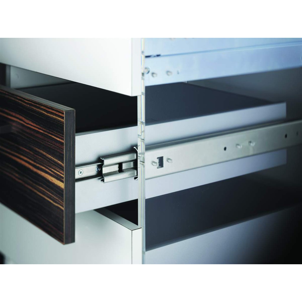รางลิ้นชักปิดเอง ปิดนิ่ม ลิ้นชักดูดปิด 3ตอน ลูกปืนบอล 10-22 นิ้ว 1คู่Soft Close Drawer Slides 3 Fold