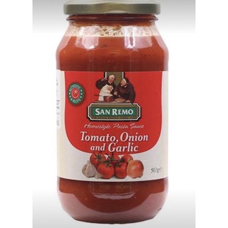 ซานรีโมซอสมะเขือเทศผสมหัวหอมและกระเทียม 500กรัม Sanremo Tomato Sauce with Onions and Garlic 500g