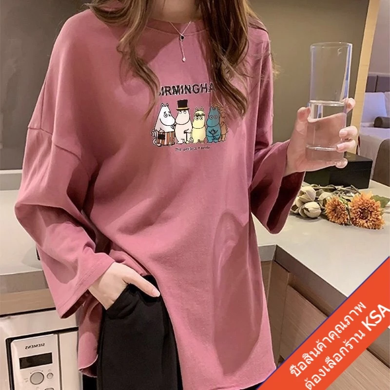 เสื้อแฟชั่นผู้หญิงแขนยาว oversize เสื้อผ้าแฟชั่นสาวอวบ เสื้อโอเวอร์ไซส์เกาหลีใหญ่ ทรงหลวมสกรีนลายการ์ตูน xxl thumbnail 10