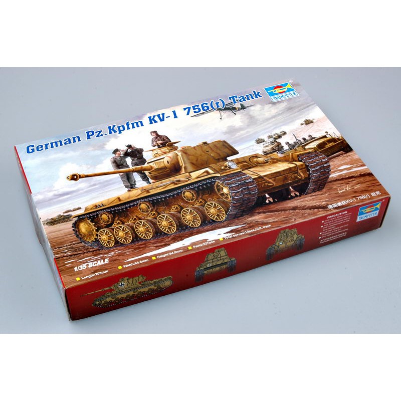 พลาสติก โมเดล ประกอบ TRUMPETER สเกล 1/35 German Pz.Kpfm KV-1 756(r) Tank