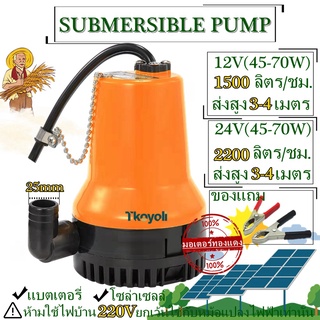 ปั๊มน้ำไดโว่แบตเตอรี่ ปั๊มแช่ 1นิ้ว DC SUBMERSIBLE PUMP 12V 24V  BL-2023NEW ปั๊มเหลืองขนาดเล็กๆ มี 2 ขนาด