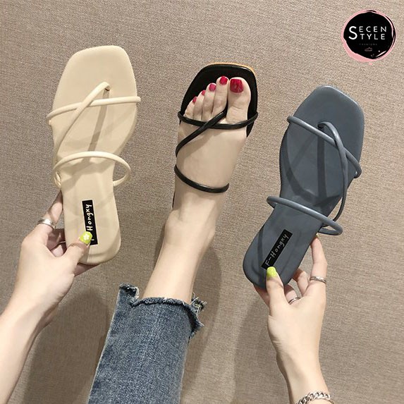 SECEN รองเท้าแตะหนังPU สายไขว้ สวย คุณภาพดี (รุ่น SS-528) มีเก็บเงินปลายทาง **พร้อมส่ง**
