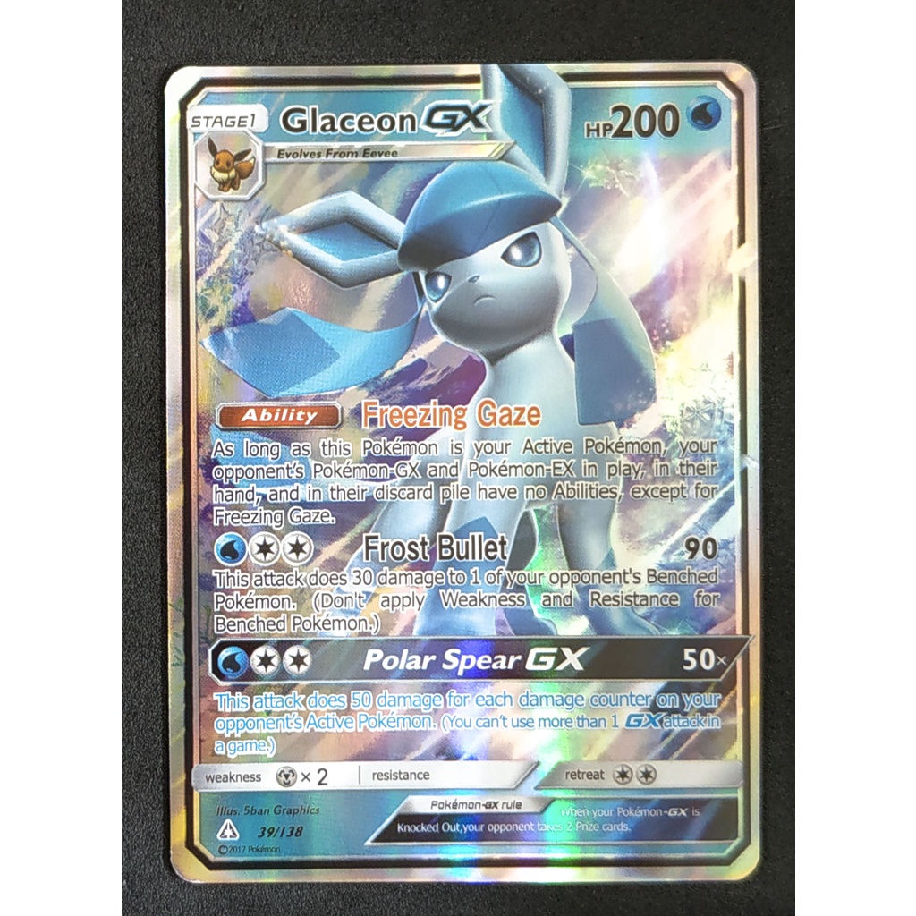 Glaceon GX Card 39/138 เกลเซีย Pokemon Card Gold Flash Light (Glossy) ภาษาอังกฤษ