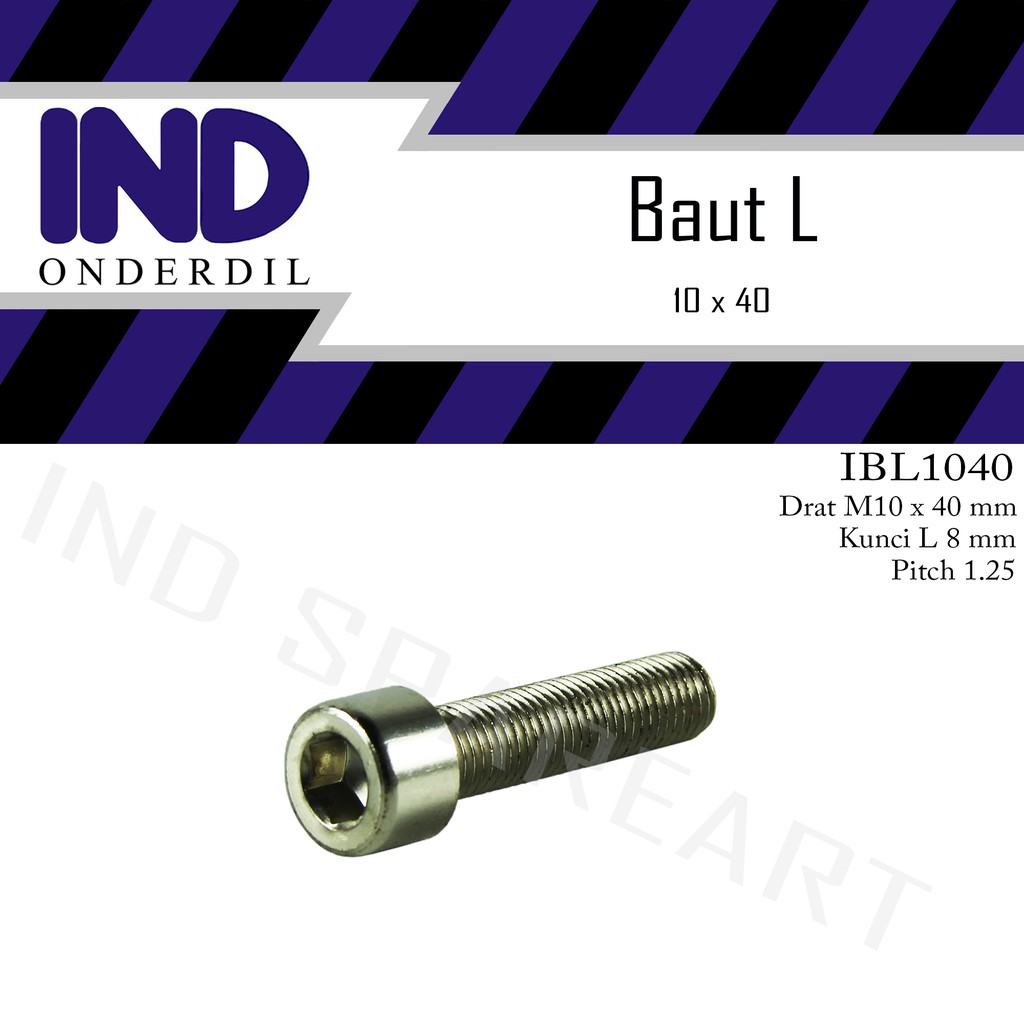 Bolt-Bud-Bolt L M10x40-10x40-M 10 x 40 คีย์ L8-8 mm Pitch-P 1.25