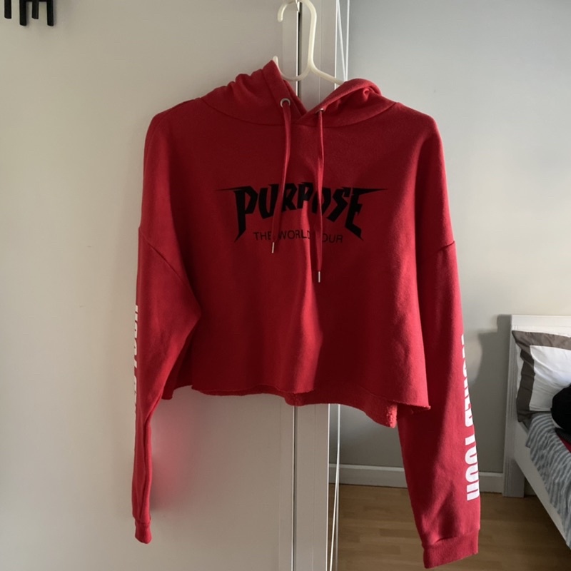 พร้อมส่ง เสื้อฮู้ดดี้ครอป H&M Justin Biber Purpose Tour Cropped Hoodie มือสอง