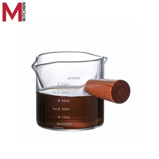 M KITCHEN MB75 แก้วตวงชงกาแฟ ด้ามจับไม้ ขนาด 75ml (A5)