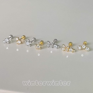 Winterwinter Jewelry Silver925 : จิวต่างหูเงินแท้ ประดับเพชร cz ( ราคาต่อข้าง )