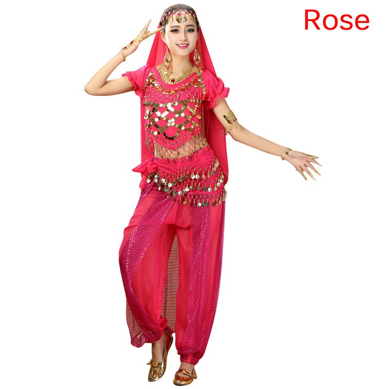 PurpleredtoWomens Belly Dance Costumes Set Indian Dancing Dress Clothes