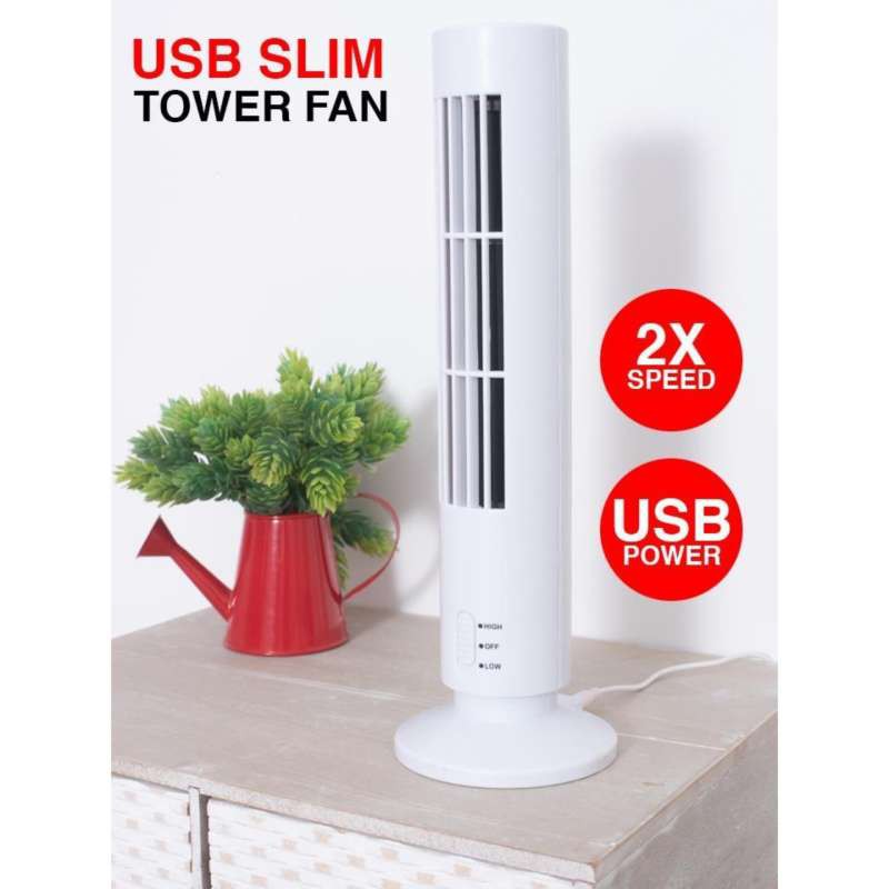 🔥ลด 50% ใส่โค้ด INC8LZ3🔥 พัดลมตั้งโต๊ะทรงสูง USB Tower Fan (สีขาว)
