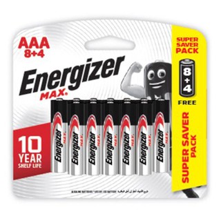 ถูกที่สุด✅  เอเนอไจเซอร์ ถ่านอัลคาไลน์ ขนาด AAA แพ็ค 8+4 ก้อน ENERGIZER Max AAA Battery Pack 8+4