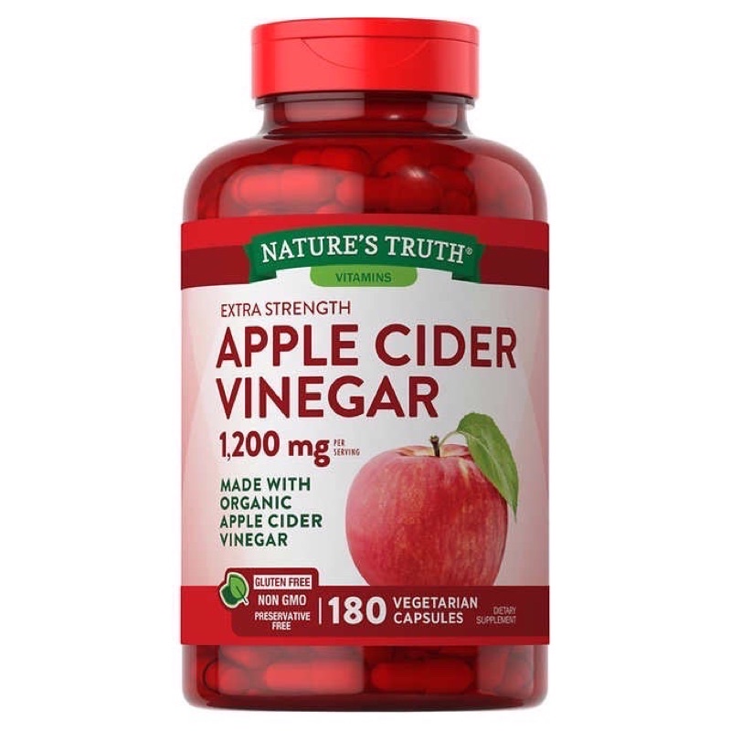 🍎แบบเม็ด ชนิดดูดซึมเร็ว แพคเกจใหม่ล่าสุด ❗️ Nature's Truth Apple Cider Vinegar 1200 mg.