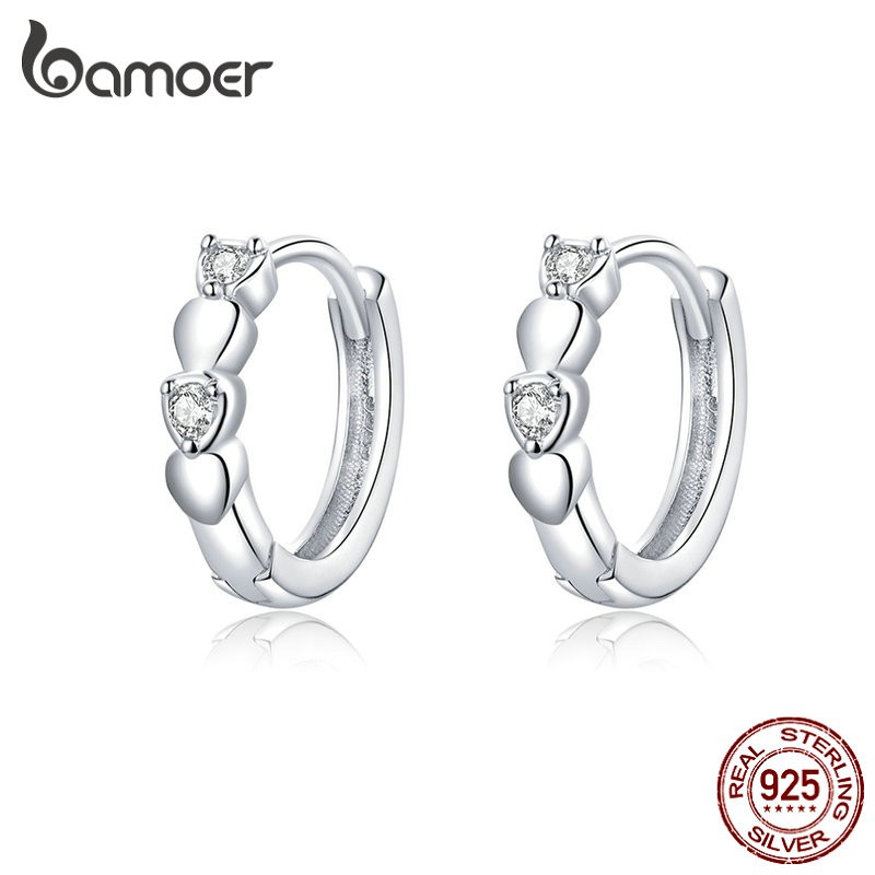 BAMOER 925 Silver Earring Shining Heart SCE777