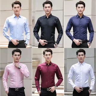 เสื้อเชิ้ตแขนยาว ทรงสลิม สไตล์เกาหลี สำหรับผู้ชาย ไซซ์ S-5XL