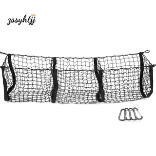 Pocket Trunk Storage Bag Storage Heavy Cargo Net Suitable for Car SUV Pickup Truck Bed Black Mesh Belt 4 Hooks and Loops