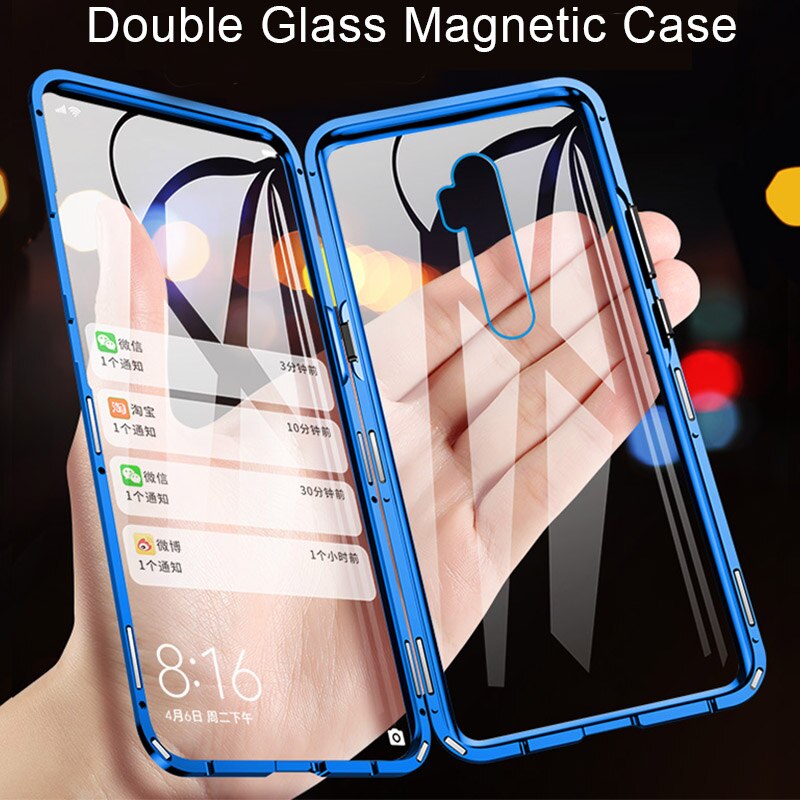 เคสสองด้านสําหรับOPPO F9 F9Pro A16 A9 A5 A55 A54 R17 2020 360 สองด้านกรณีกระจกนิรภัยแม่เหล็กโทรศัพท์