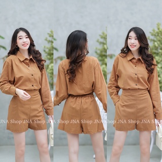 hbstation.shop เสื้อผ้าผู้หญิง ชุด Set 2 ชิ้น  สีน้ำตาล พร้อมส่ง