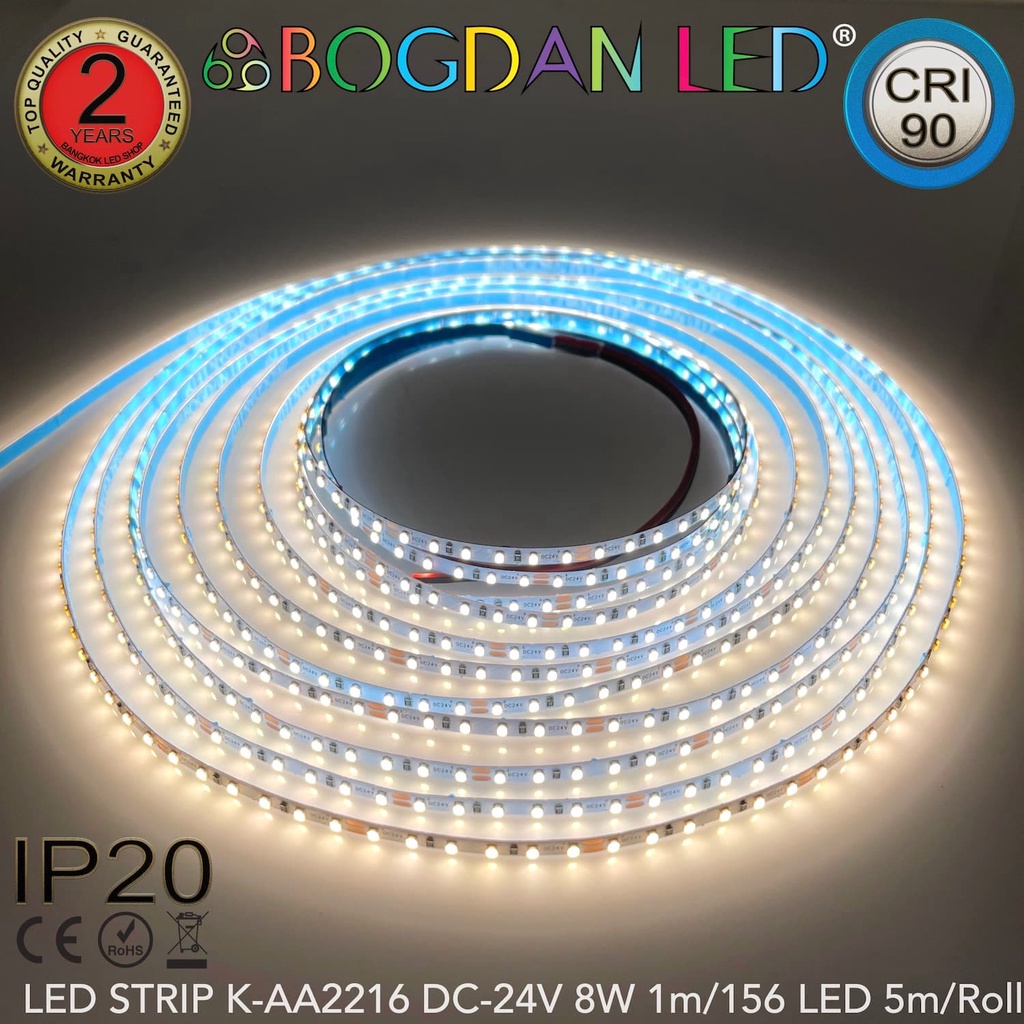 LED STRIP K-AA2216-156-4000K DC-24V  8W/1M IP20 ยี่ห้อBOGDAN LED แอลอีดีไฟเส้นสำหรับตกแต่ง 780LED/5M