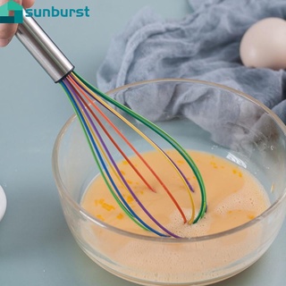 Manual Colorful Silicone Whisk/Stainless Steel Handle Silicone Mixer Blending Frother Milk Cream