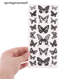 [springevenwell] ใหม่ สติกเกอร์รอยสักชั่วคราว ลายผีเสื้อ 3D กันน้ํา สําหรับติดขาแขน 1 แผ่น