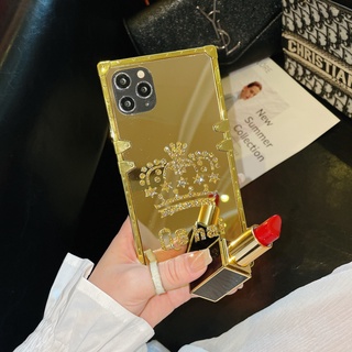 เคสโทรศัพท์มือถือกระจก ทรงสี่เหลี่ยม ลายหัวใจ หรูหรา สําหรับ Infinix camon 12 16 17P 18P 18T 18i SPARK 4 5PRO 5AIR 6AIR 6 GO 2020 7P 9P 6 5 NOTE 8 10 11S 10PRO 8I NOTE7