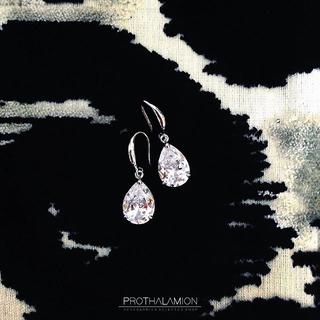 Minimal CZ Diamond Rhodium Silver Earrings ต่างหู ต่างหูออกงาน ตุ้มหู มินิมอล สีเงิน เพชรสวิส โรเดียม ไม่แพ้ ผิวแพ้ง่าย