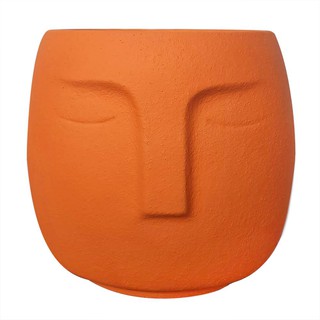 กระถางปูนหน้าคน บ้านปูนปั้น สีส้ม CEMENT PLANT POT BPP FACE ORANGE