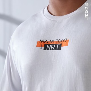 ZIRCUIT เสื้อยืดแขนสั้น OVERSIZE cotton100% สกรีนลาย BOADING PASS NRT-BKK