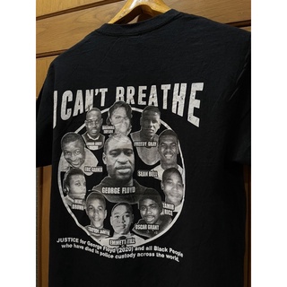 เสื้อยืดผ้าฝ้าย เสื้อยืดมือสอง BLACK LIVES MATTER “I CAN’T BREATHE” Size M มือ2