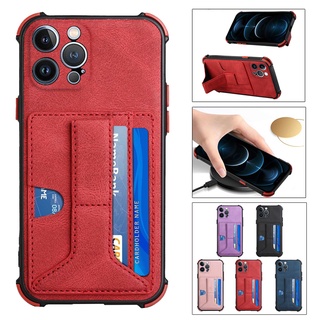 พร้อมส่ง!เคสโทรศัพท์มือถือหนัง แบบใส่การ์ดได้ สําหรับ For Iphone 12 13 Pro Max Mini