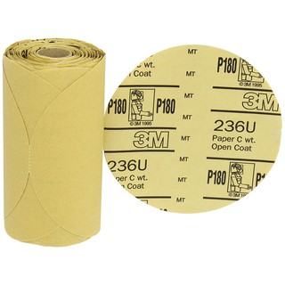 3M 236U กระดาษทรายกลมหลังกาว ขนาด 5" เบอร์ 180 (100 ชิ้น/ม้วน)