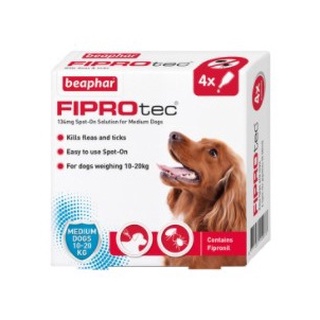 ส่งฟรี!! BEAPHAR FIPROTEC ยาหยดกำจัดเห็บหมัด สุนัขพันธุ์กลาง 10-20 กก. 4 หลอด