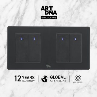 ART DNA รุ่น A77 Switch LED 2 Gang 1 Way ขนาด 3x3" สีดำ  ปลั๊กไฟโมเดิร์น ปลั๊กไฟสวยๆ สวิทซ์ สวยๆ switch design