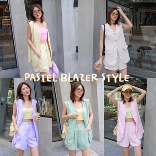 Nudeaholic 9307 NEW IN !! PASTEL BLAZER STYLE ชุดเซทสไตล์ สาวหวาน  ตัวเสื้อมีซับใน LSP SA