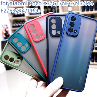 เคสขอบสีหลังด้าน เคส Xiaomi Poco X3 GT NFC M3 F2 X4 F3 M4 M3 Pro ป้องกันกล้อง เคสกันกระแทก ขอบนิ่มหลังแข็ง